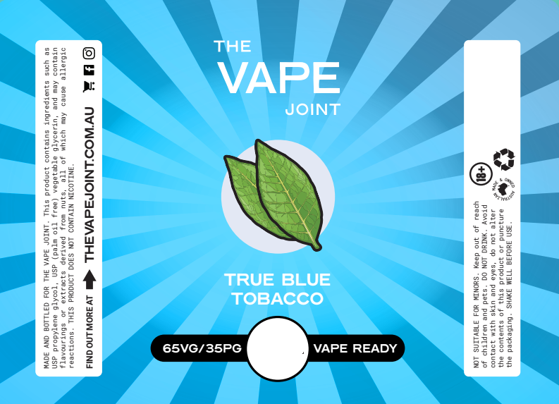 True Blue Tobacco by The Vape Joint 30ml Eliquid